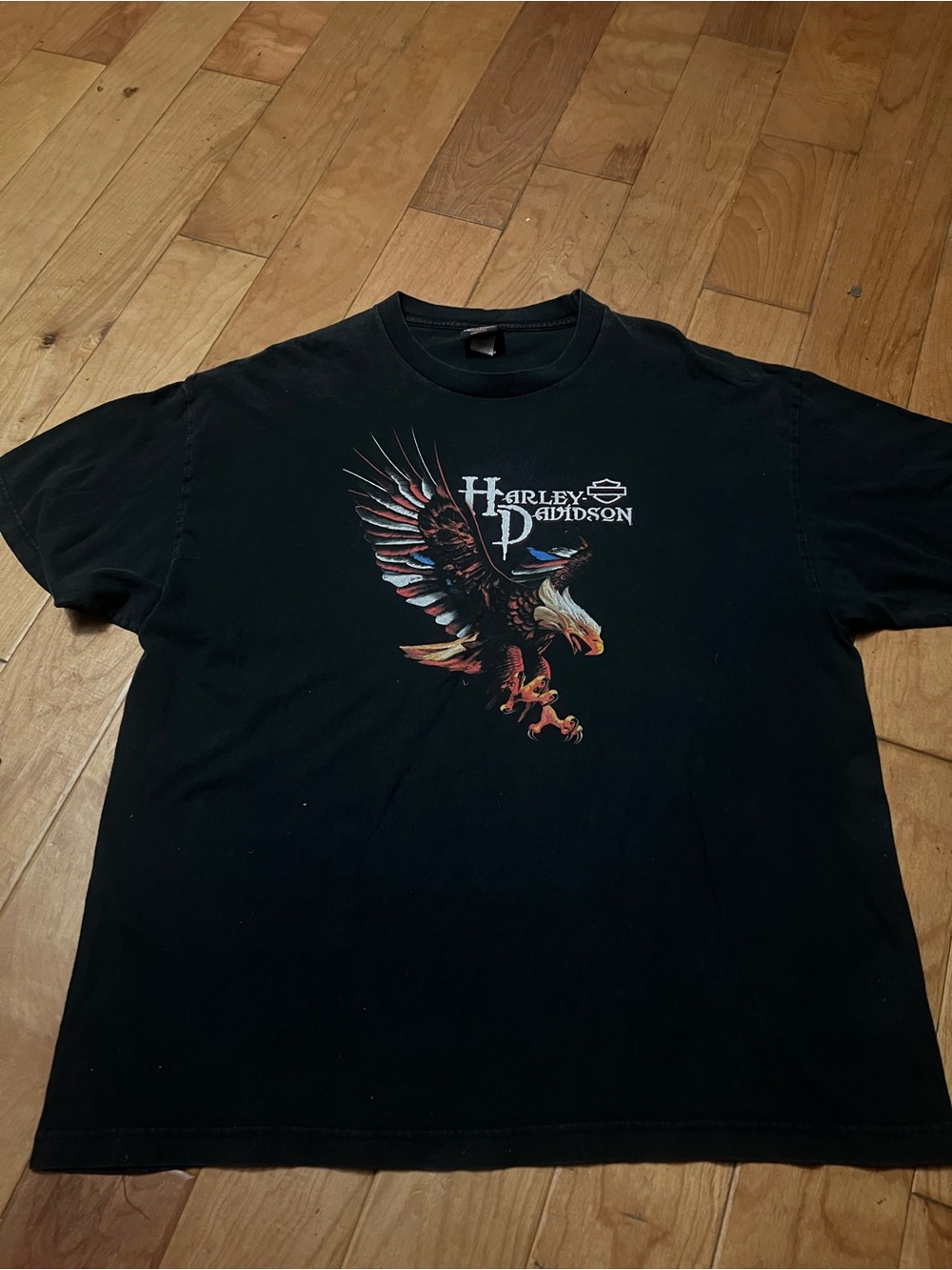 Harley-Davidson Black Tee with Eagle Graphic Zips Mackinaw City, MI